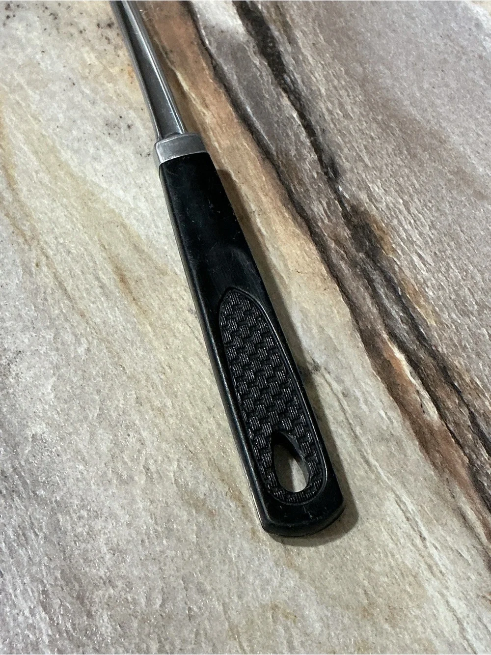 Vintage Ekco Slotted Serving Spoon Black Handle Chromium Plated Kitchen Utensil